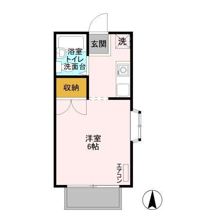 グリーンプラザB(ワンルーム/1階)の間取り写真