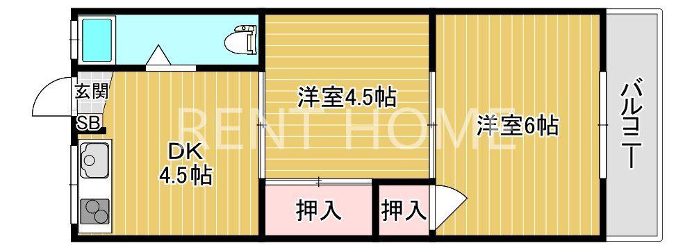 長池パンション(2DK/1階)の間取り写真