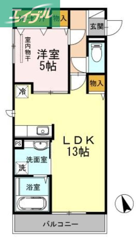 LUCE(1LDK/3階)の間取り写真