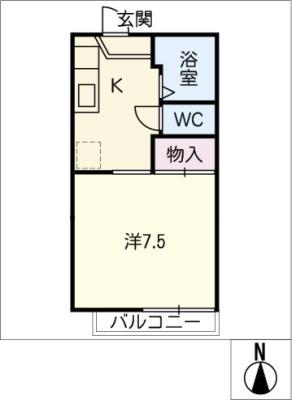アメニティ諸ノ木(1K/2階)の間取り写真