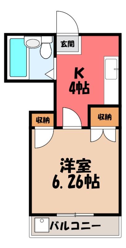 リエス館林(1K/2階)の間取り写真