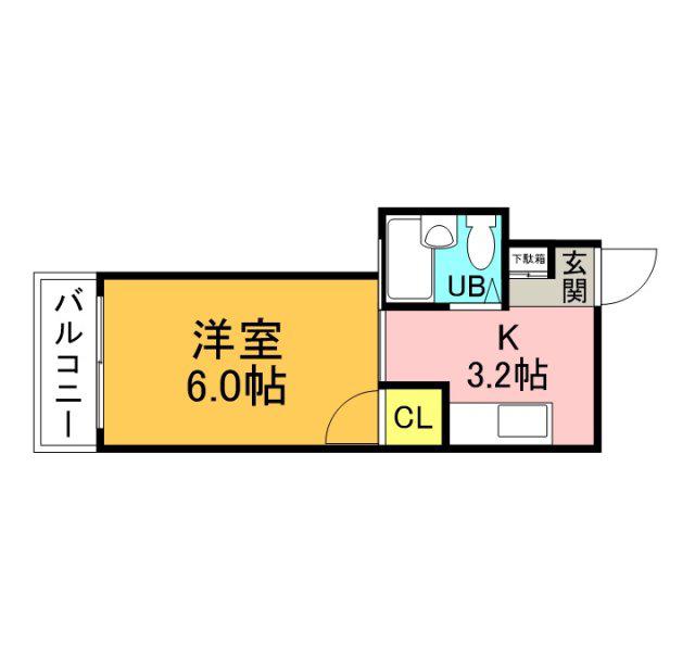 サニー庚午(1K/3階)の間取り写真