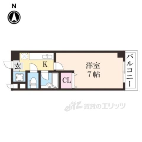 シャルムーズ二条高倉(1K/3階)の間取り写真