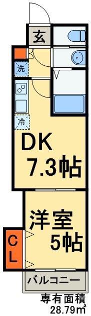 金太郎ヒルズ106(1DK/4階)の間取り写真