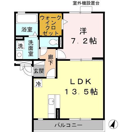 カーササンシビリテB棟(1LDK/3階)の間取り写真