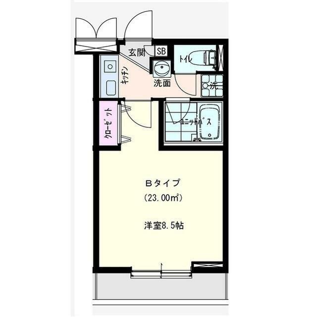 カーサコリーナ山手(1K/3階)の間取り写真