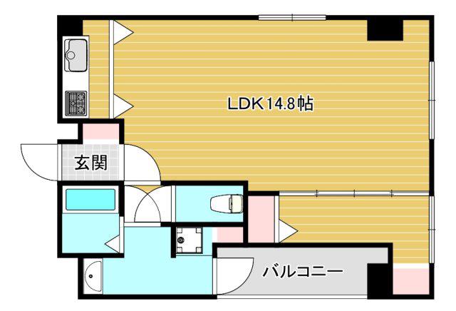 えびす大国ビル(1LDK/4階)の間取り写真