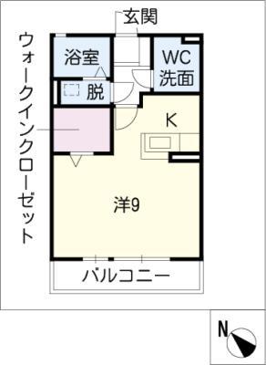 近藤伏見A(ワンルーム/2階)の間取り写真