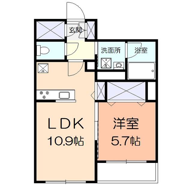 グランドール武蔵小杉(1LDK/1階)の間取り写真