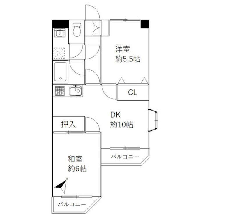 ダイヤモンドマンション(2DK/5階)の間取り写真