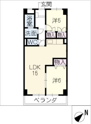 ライフ21 INA(2LDK/3階)の間取り写真