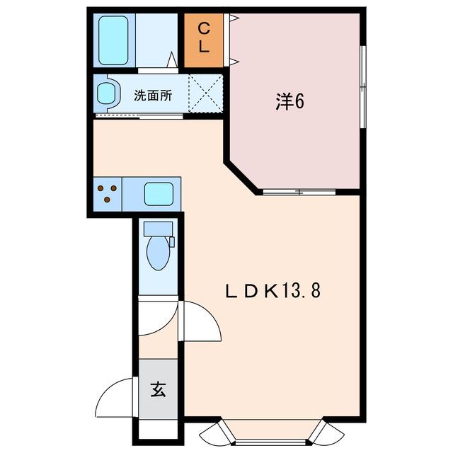GRANDCIEL(1LDK/2階)の間取り写真