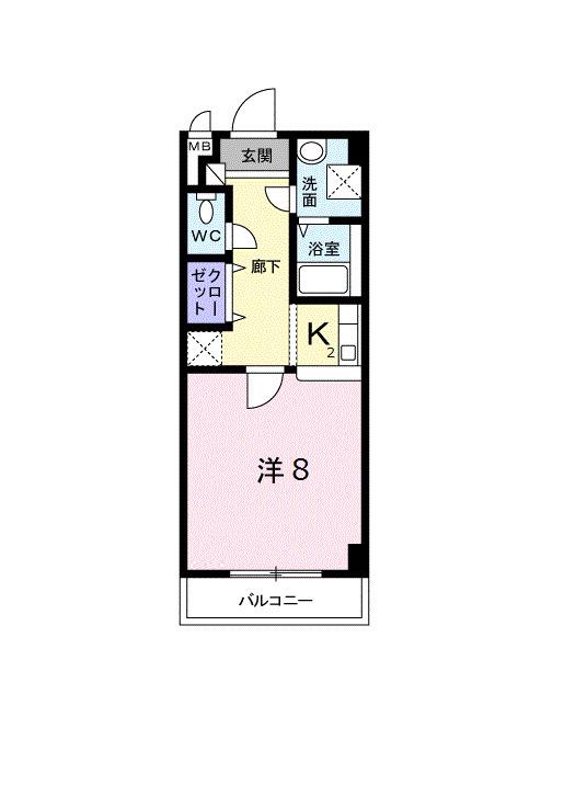 ニューメゾン森安(1K/4階)の間取り写真