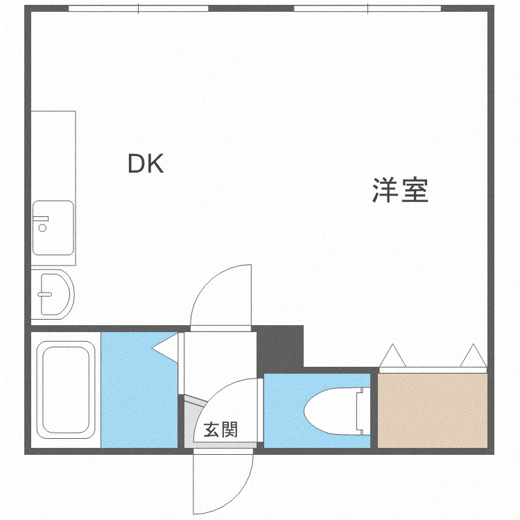 ウッド611(1DK/2階)の間取り写真