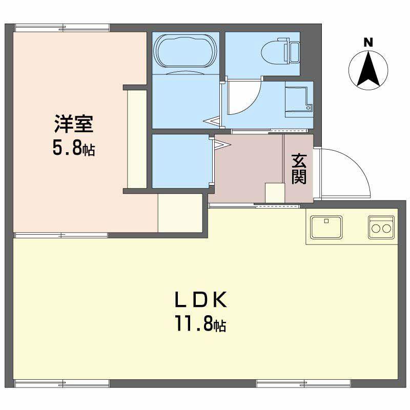 サンハイツ矢橋(1LDK/2階)の間取り写真