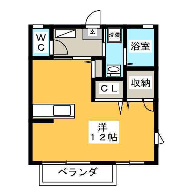 ヴァンクール A棟(ワンルーム/2階)の間取り写真