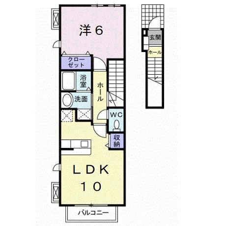 クヴァーラクーボ(1LDK/2階)の間取り写真