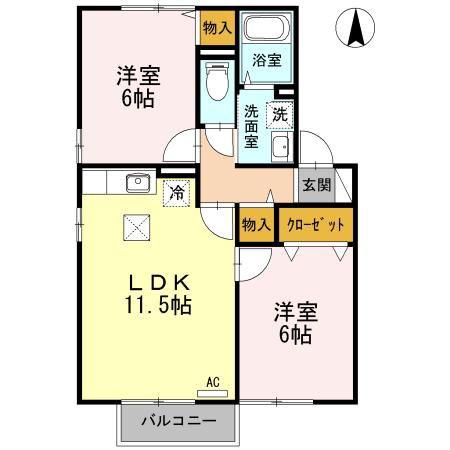 フォレスト会染(2LDK/1階)の間取り写真