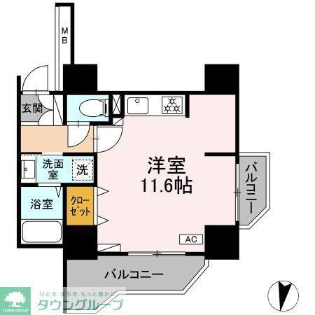 コラム神泉(1K/1階)の間取り写真