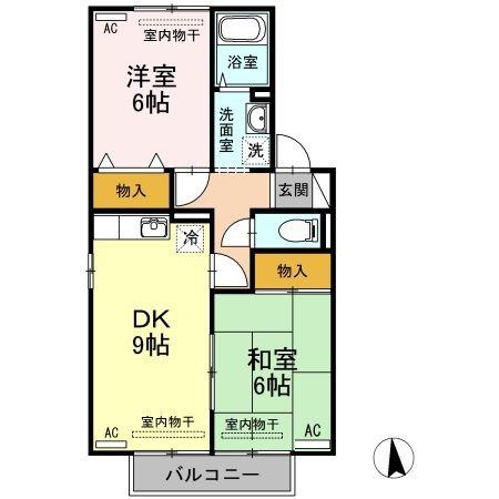 ドミール21(2DK/1階)の間取り写真
