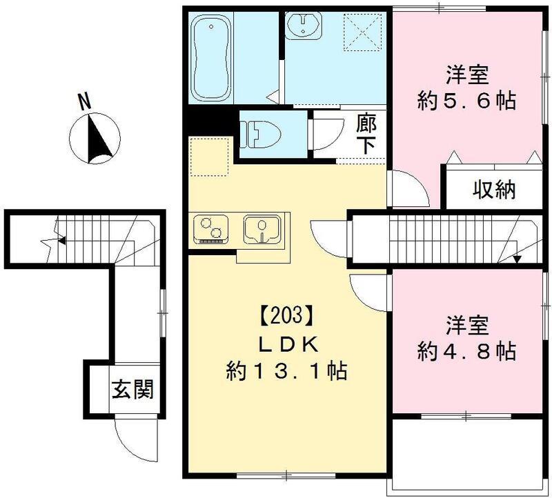 フォーラムN(2LDK/2階)の間取り写真