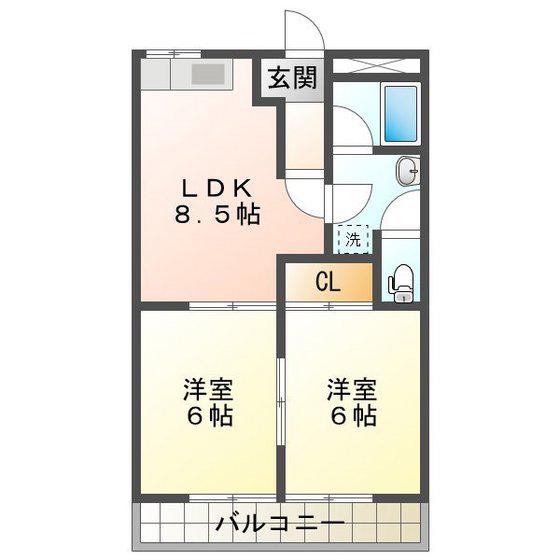 ラメールI(2LDK/1階)の間取り写真