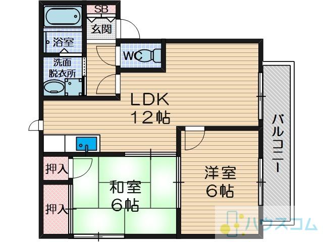 ラクシュミー鳥飼(2LDK/1階)の間取り写真