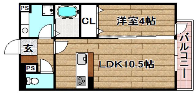 セレシェイラ(1LDK/2階)の間取り写真