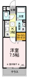D-HILLS山下(1K/2階)の間取り写真