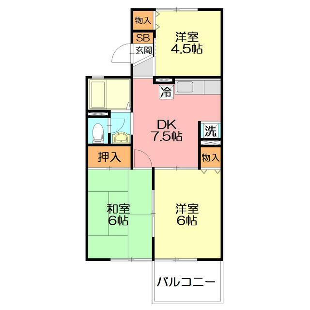 グリーンコーポ(3DK/2階)の間取り写真