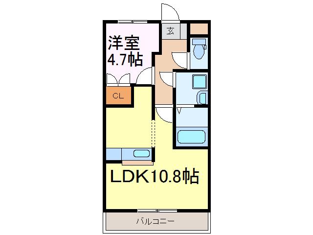 クレッシェンド(1LDK/1階)の間取り写真