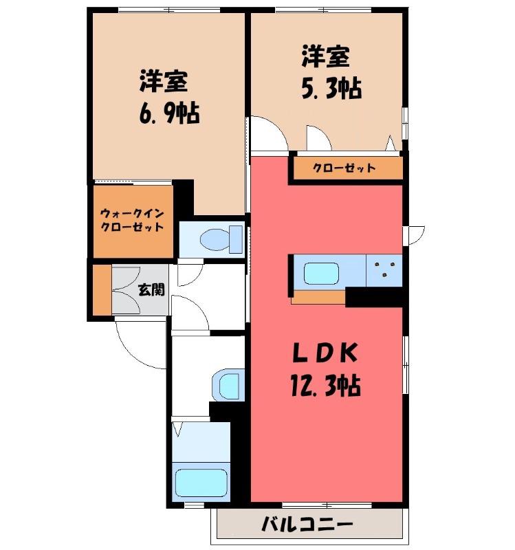ルポゼA(2LDK/1階)の間取り写真