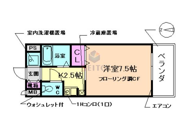 ESTUDIO豊中(1K/2階)の間取り写真