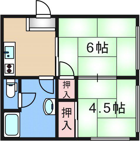 ミカサハイツ(2K/3階)の間取り写真