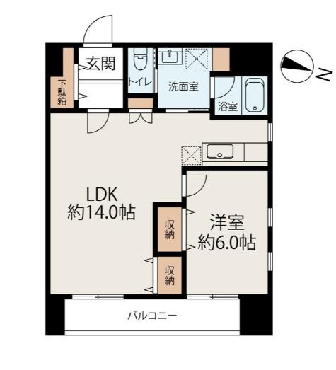 ヴィスタアリーナ(1LDK/5階)の間取り写真