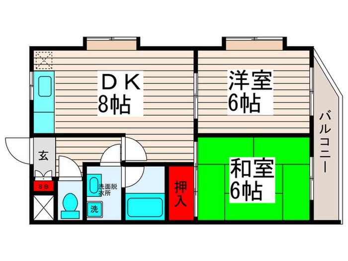 パークヒル西新井(2DK/2階)の間取り写真