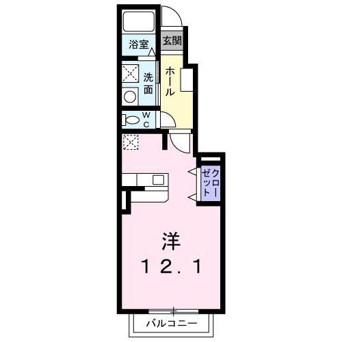 クレール(ワンルーム/1階)の間取り写真
