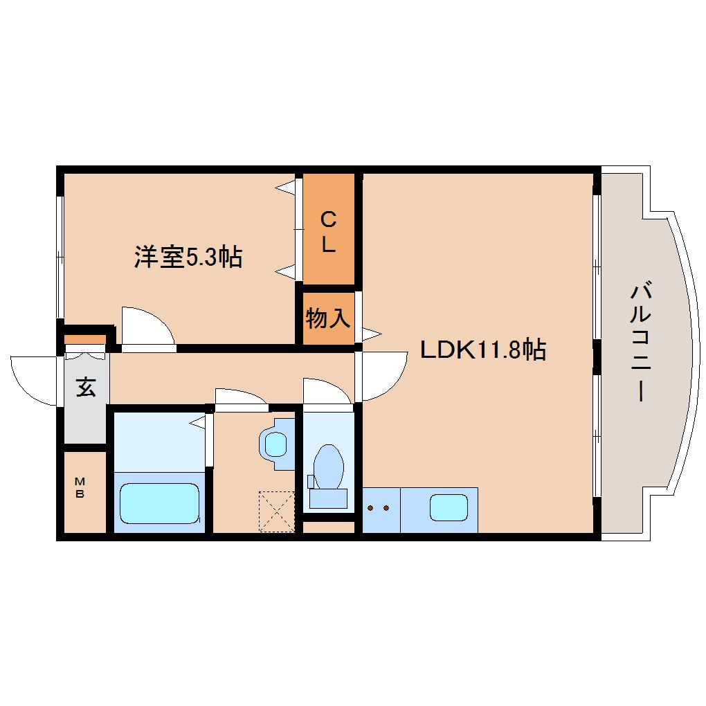 HALE学園前(1LDK/1階)の間取り写真