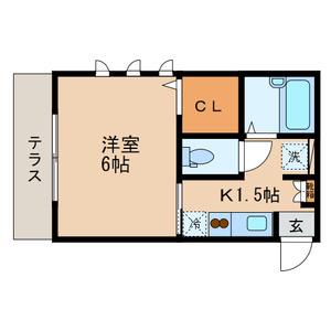 ピアーナ(1K/1階)の間取り写真