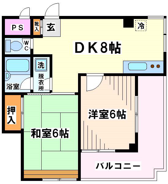 プラザ20 当社管理物件(2DK/7階)の間取り写真