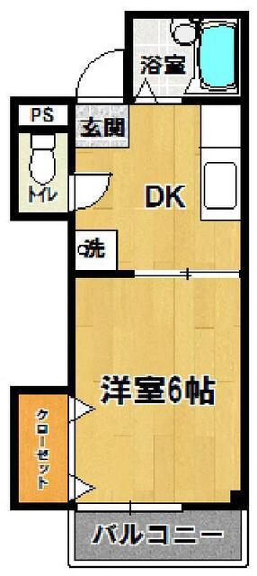 コーポ栗山(1DK/2階)の間取り写真