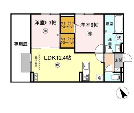 D-ROOM平田台(2LDK/1階)の間取り写真
