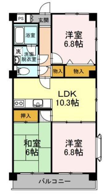 グリーンヒル上原(3LDK/1階)の間取り写真