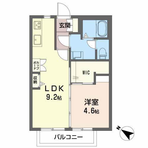 ウィング美咲B棟(1LDK/2階)の間取り写真