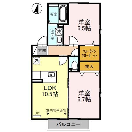 ROSEVILLA C棟(2LDK/2階)の間取り写真