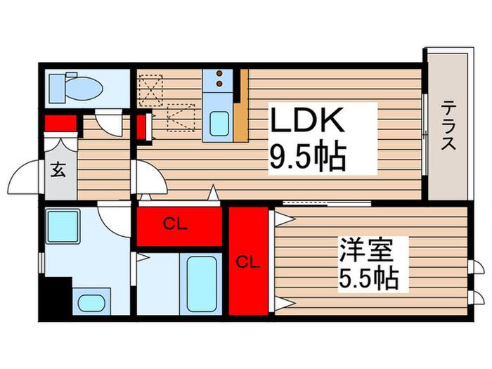 EDGE WATER MOANA(1LDK/1階)の間取り写真