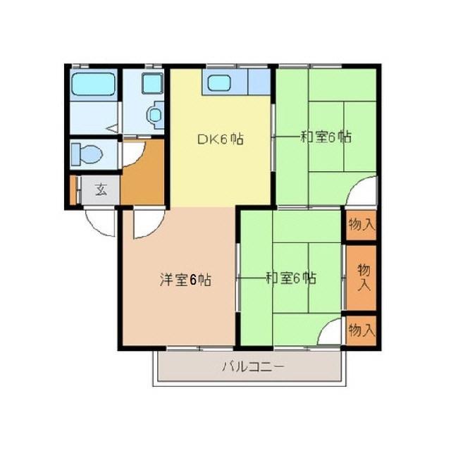 セジュール赤崎 A棟(3DK/2階)の間取り写真