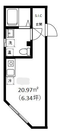 COCOFLAT OUJI(ワンルーム/3階)の間取り写真