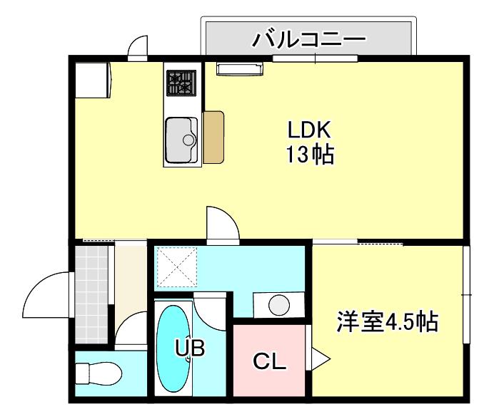 BELLE DEMEURE(1LDK/2階)の間取り写真