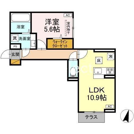 アリエッタ(1LDK/1階)の間取り写真